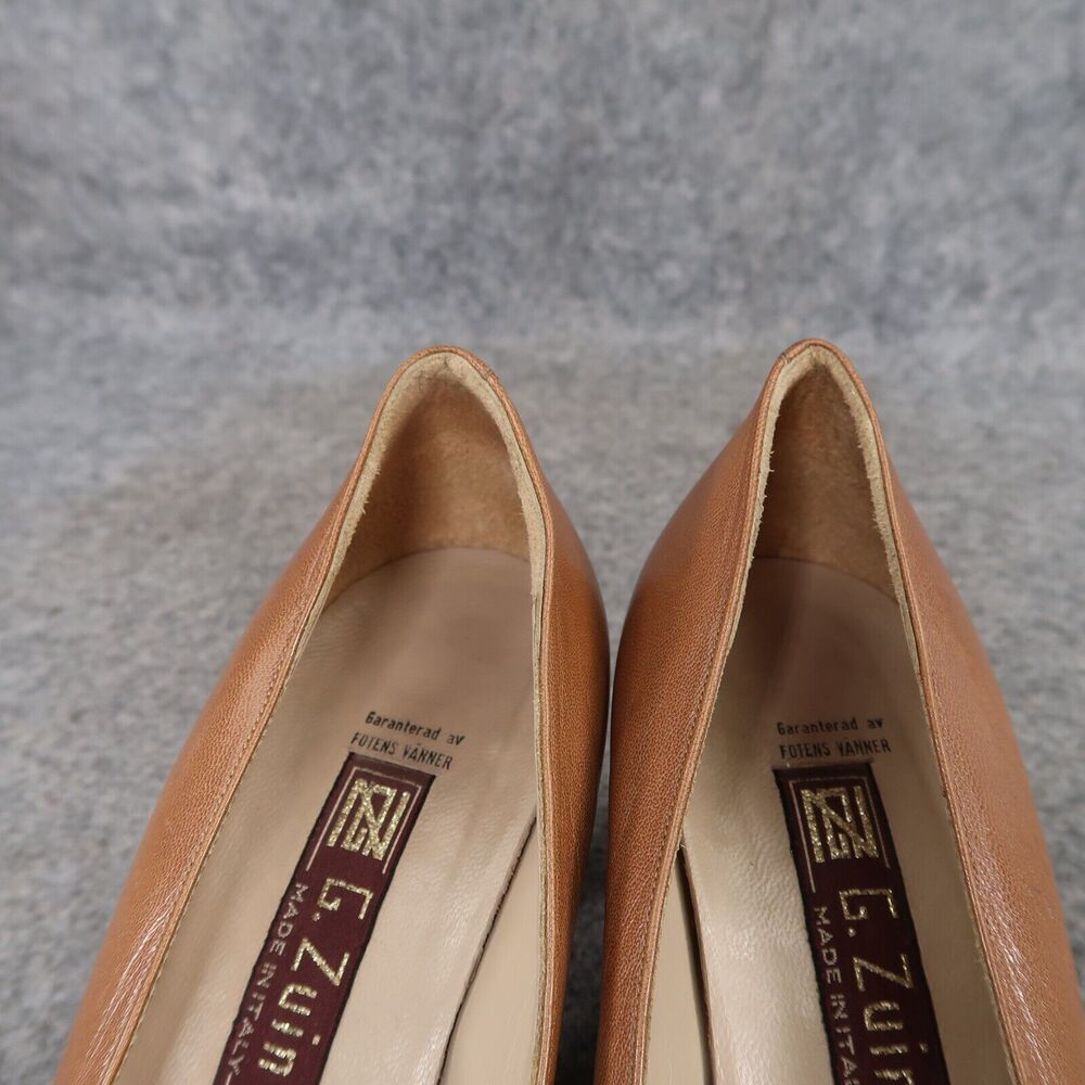 Vintage Shoes Womens 36.5 G Zuin Pumps Leather Heels Made In Italy Classic Brown - Picture 15 of 15